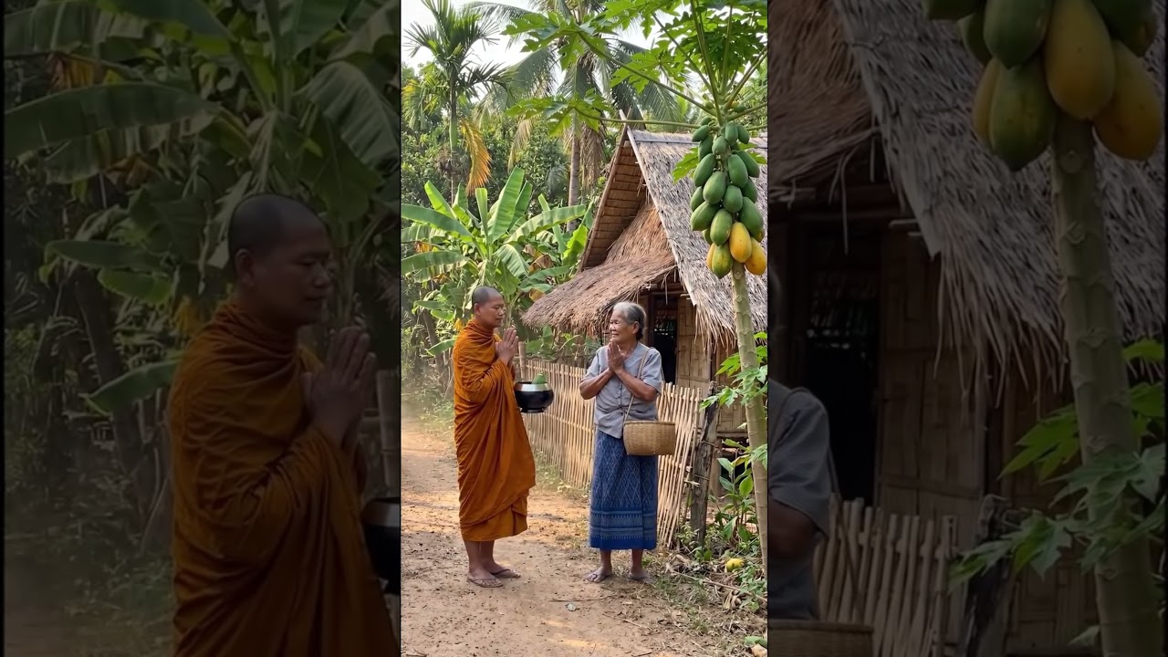 Cụ bà nghèo bên cây đu đủ